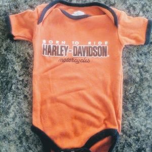 3/6 month Harley Davidson orange onsie